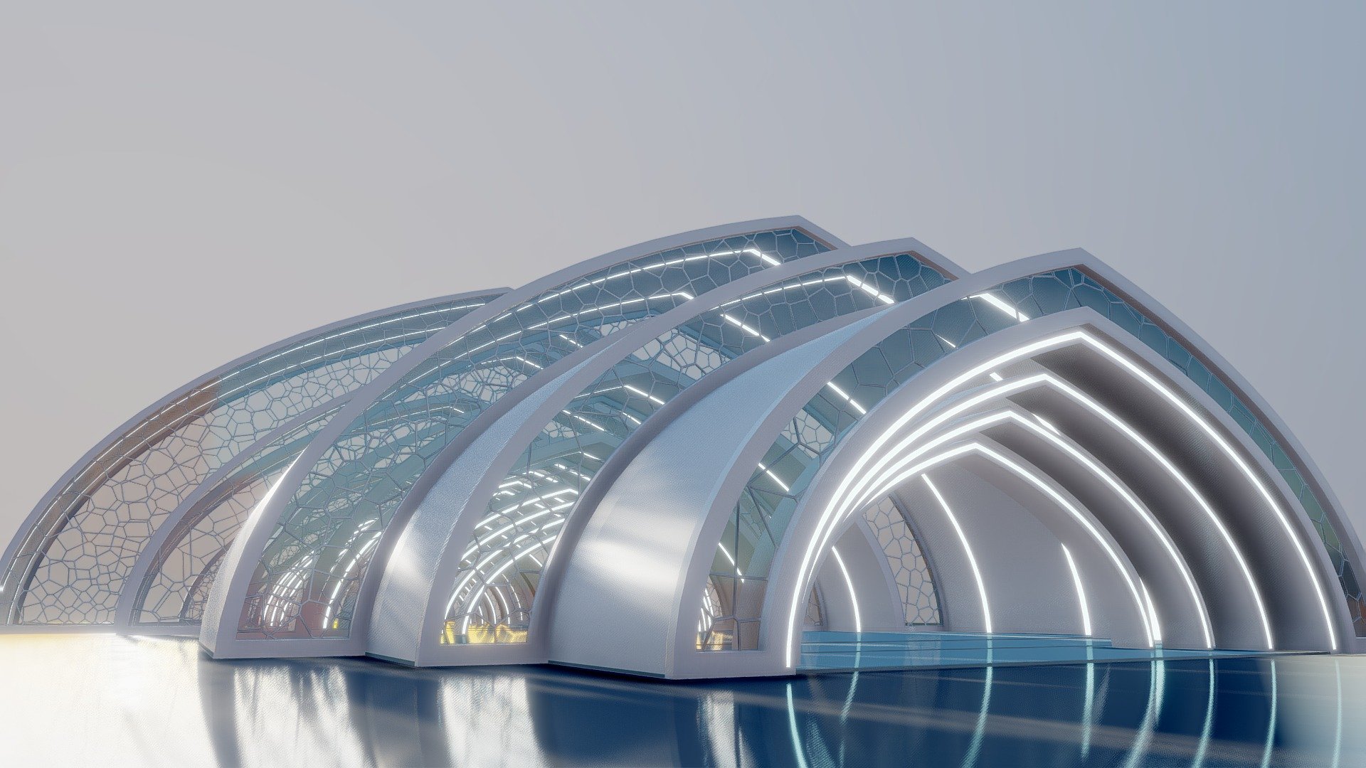 Perfect for realtime / VR Applications - Futuristic Building Interior Exterior 3 - Buy Royalty Free 3D model by Giimann 3d model