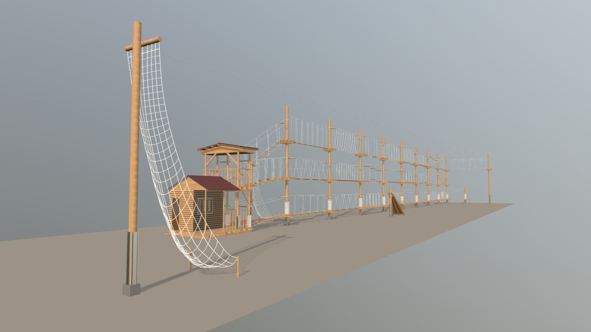 This is a great model of a rope park - adventure park location in the mountains - Rope Park - Buy Royalty Free 3D model by Rachelle Ete (@RachelleEte) 3d model