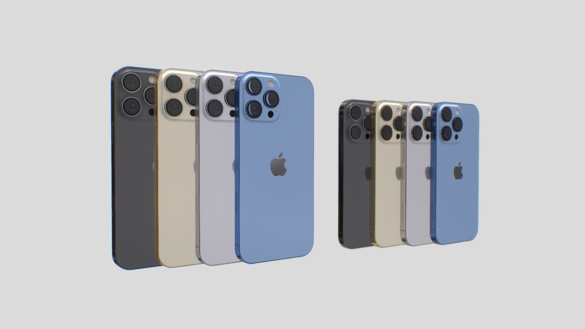 3D model of Iphone13 Pro and Iphone 13 Pro Max PBR, based on the real released version 3d model