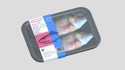 Frozen Fish 01 Low Poly PBR Realistic fish, river, underwater, animals, lake, ocean, supermarket, fresh, water, bream, snapper, carp, mullet, trevally, asset, game, 3d, low, poly, animal, sea, gold, seebass