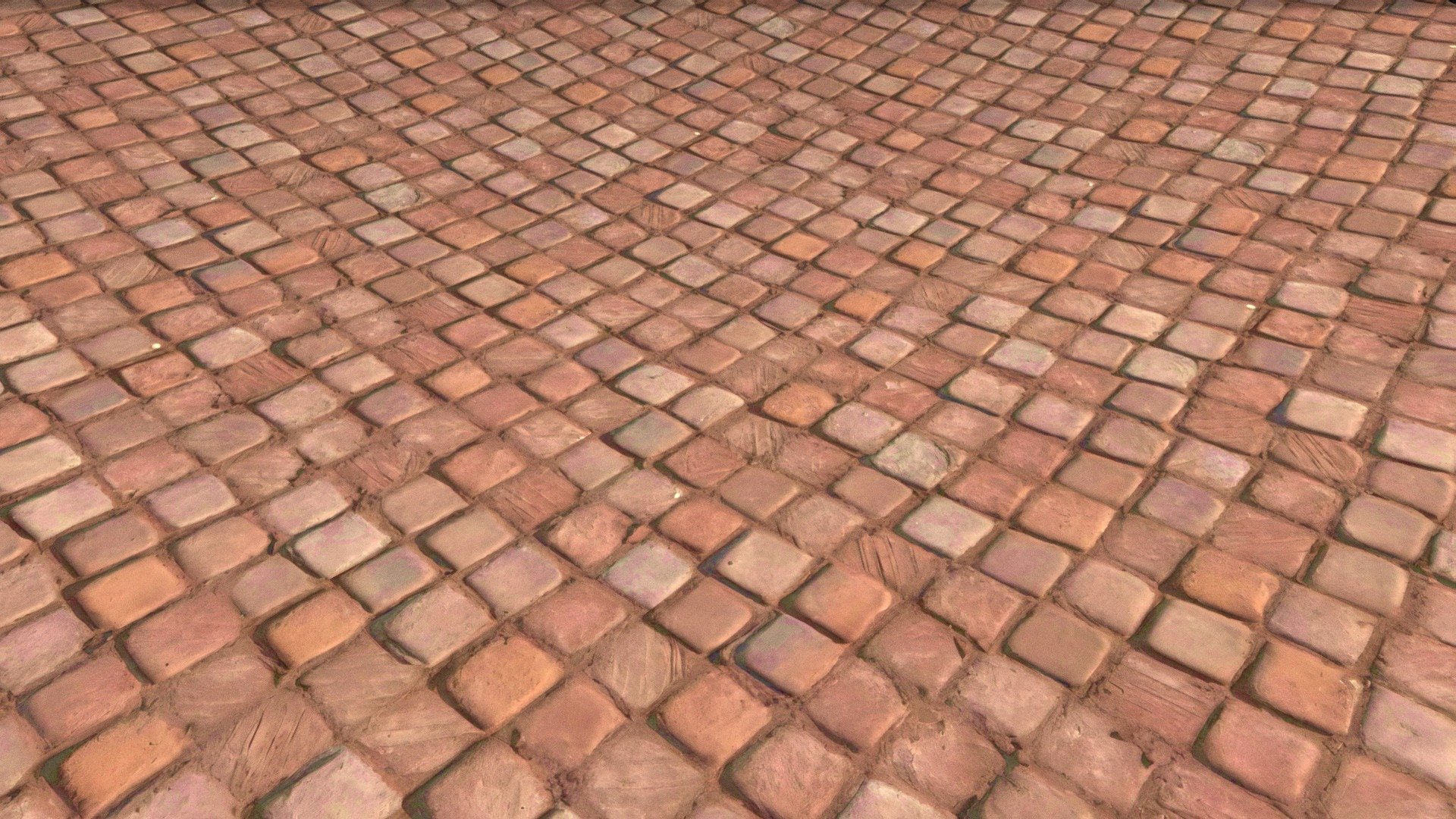 AI-generated terracotta worn tiled floor 3d model