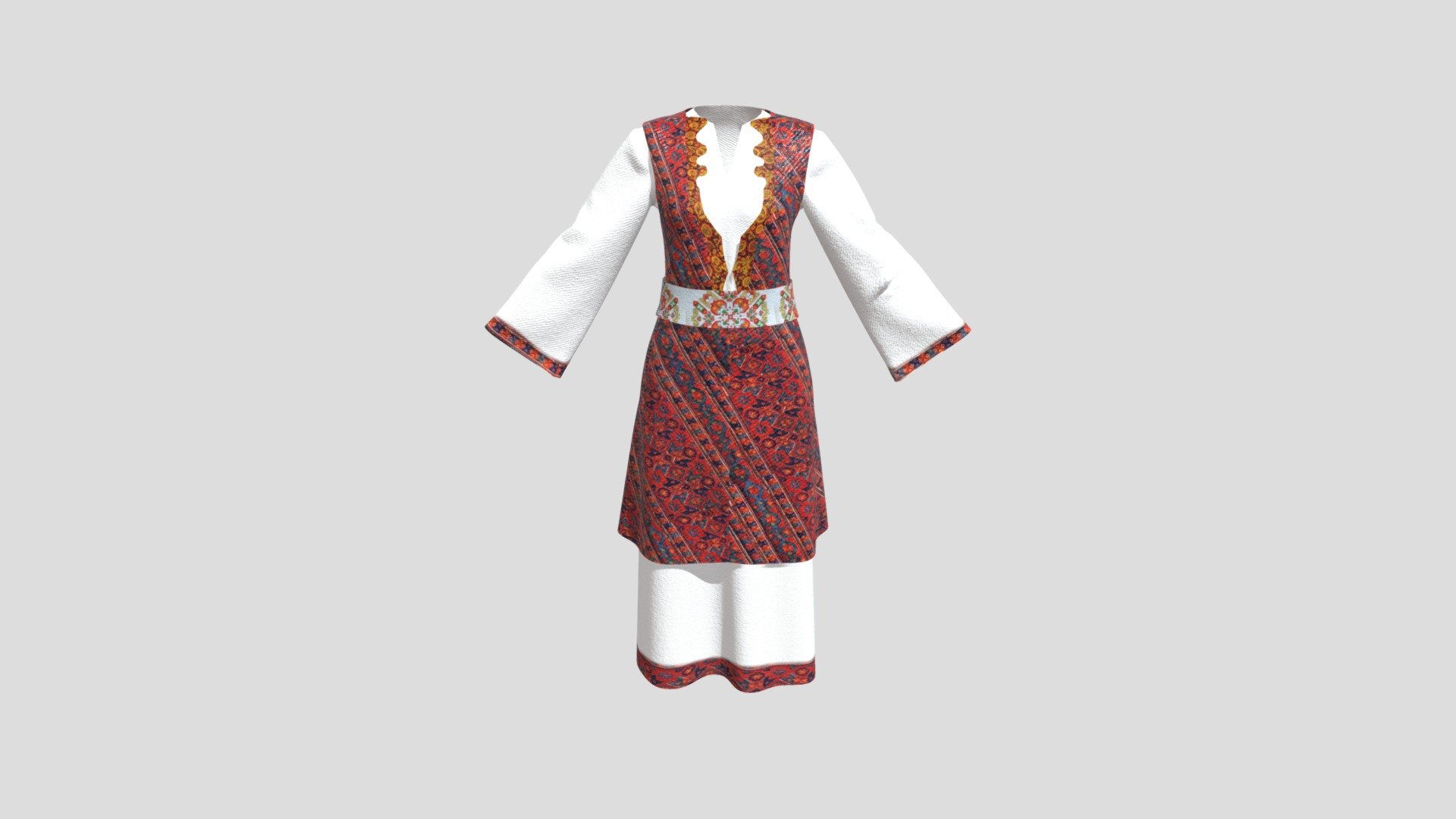 I created this traditional slavic clothes in marvelous designer and textured in substance painter 3d model