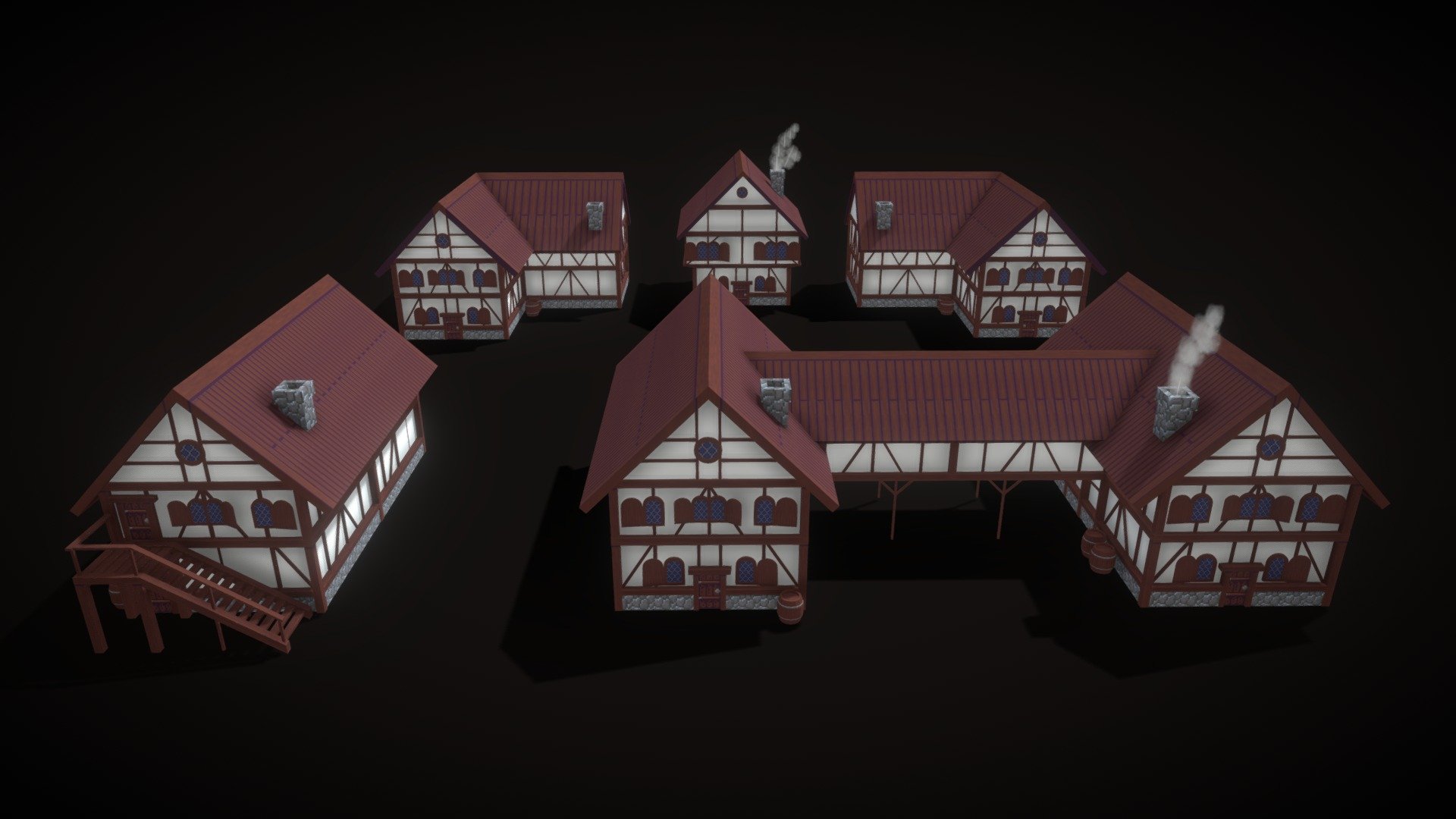 This pack contain 5 pixel art medieval houses. I made this pack for my own project but use it as you wish always you credit me. 

I hope you like it. All houses share the same texture, and smokes has one apart.

All houses - 12k faces, each changes between 1,5k and 4k the biggest one.
 - Medieval House Pack Pixel Art - Download Free 3D model by Toni García Vilche (@zul_gv) 3d model