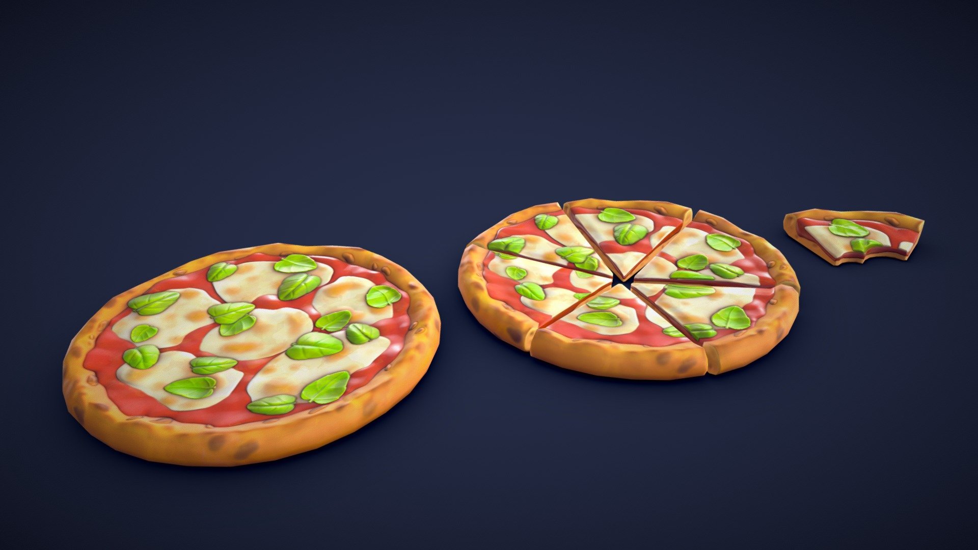 This pack includes 8 different stylized pizza assets. All models are low-poly and optimized for performance and quality. Whether you’re creating a bustling pizzeria scene or adding a unique touch to your game environment, these assets will add some detail to your project! 🍕

Model information:




Optimized low-poly assets for real-time usage.

Optimized and clean UV mapping.

2K and 4K pbr textures for the assets are included.

Compatible with Unreal Engine, Unity and similar engines.

All assets are included in a separate file as well.
 - Stylized Margherita Pizza - Low Poly - Buy Royalty Free 3D model by Lars Korden (@Lark.Art) 3d model