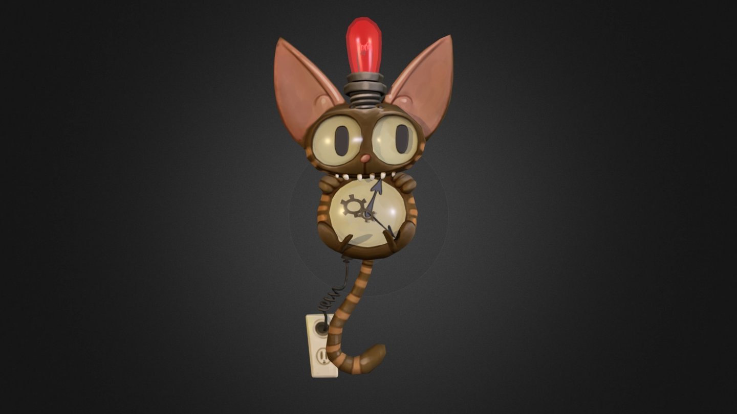 Fan art for Wildstar, based on an original concept by Cory Loftis. ( http://www.videogamesartwork.com/sites/default/files/images/image/1375690404/wildstar_props_granok_decor_02_by_cory_loftis.jpg ) - Wildstar cat clock - 3D model by pixelbutterfly (@pixelb) 3d model