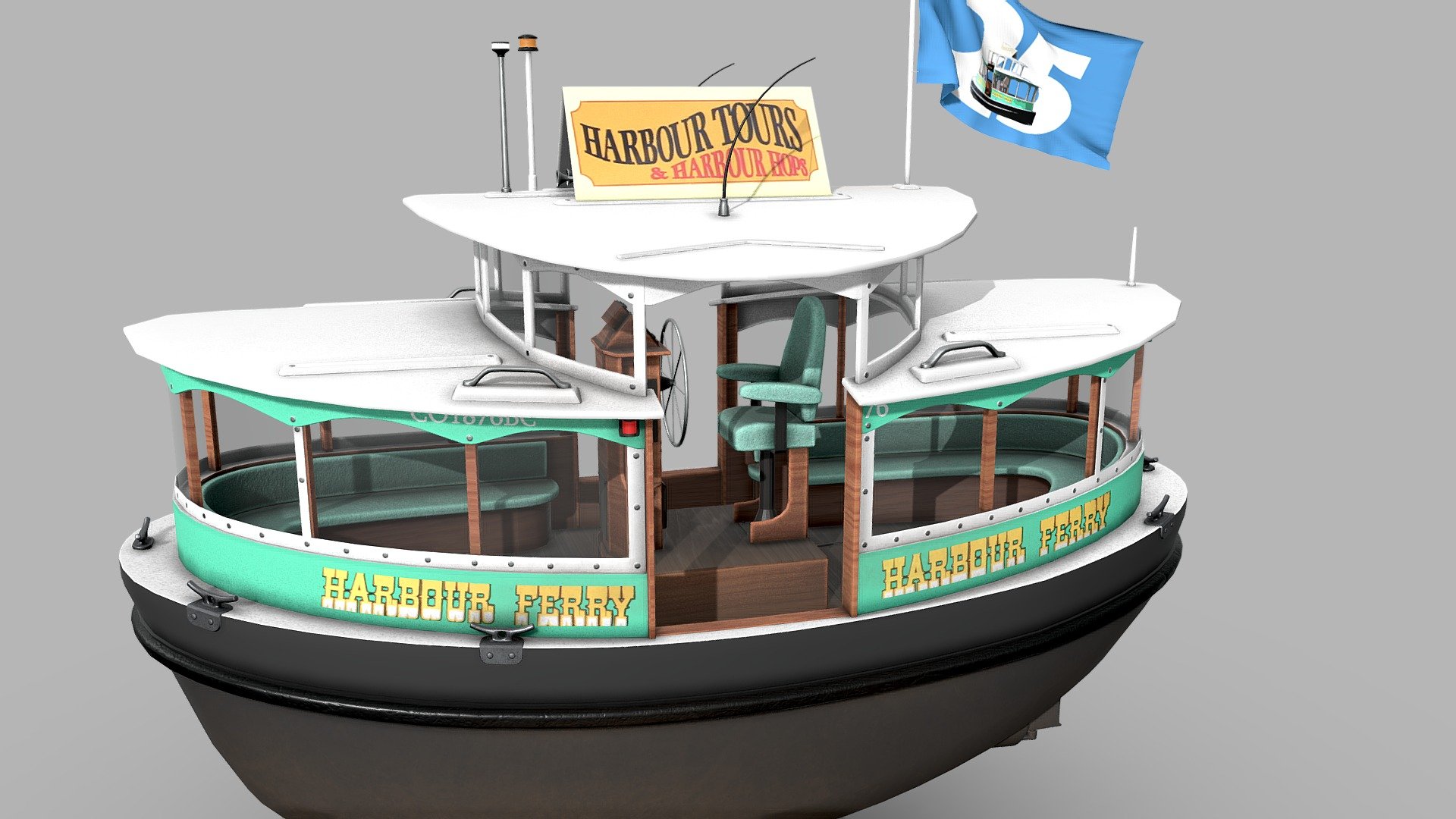 I think I'd take a ride in a water taxi.

Highly detailed model of the tugboat.

The flag can be easily removed.

Or change the country on the flag has a separate texture

For far and near angles.

For rendering animations and games.

The model has the original size.

Model formats: * .max . ma .fbx .blend - Harbour Ferry - Buy Royalty Free 3D model by IgYerm (@IgorYerm) 3d model