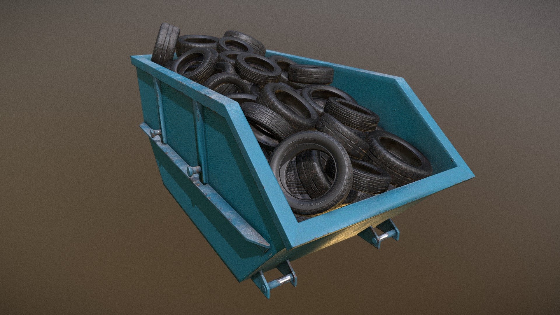 Made in blnder Textured in Substance painter:

Tries: 41 k 
Text: 2048 - Container with Tires - 3D model by Positivity 3d model