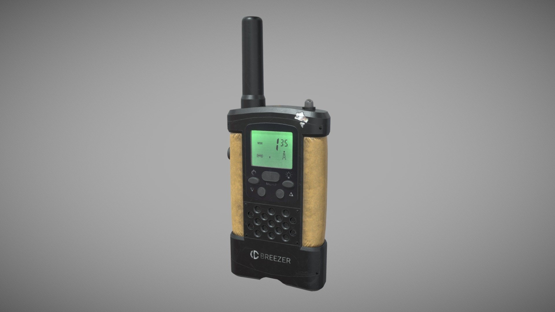 A comfortable to hold Walkie-Talkie, with a soft leather grip, that’s been through plenty of adventures.

A video-game asset I made for my portfolio.

Modelled &amp; uv-mapped in Blender, baked in marmoset, textured in substance painter, rendered in Blender cycles and retouched in Photoshop.

Inspired on Bresser walkie-talkies with some of my twists put on it.
 - Walkie Talkie - Game Ready Asset - 3D model by JerzyP (@jersaw) 3d model