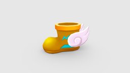 Cartoon flying shoe cute, speed, equipment, fast, shoes, run, running, lightning, lowpolymodel, character, handpainted, cartoon, game, stylized, clothing, wing