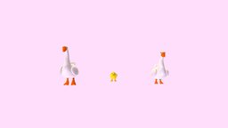 Gooses baby, animals, farm, lowpoly, female, male, gooses