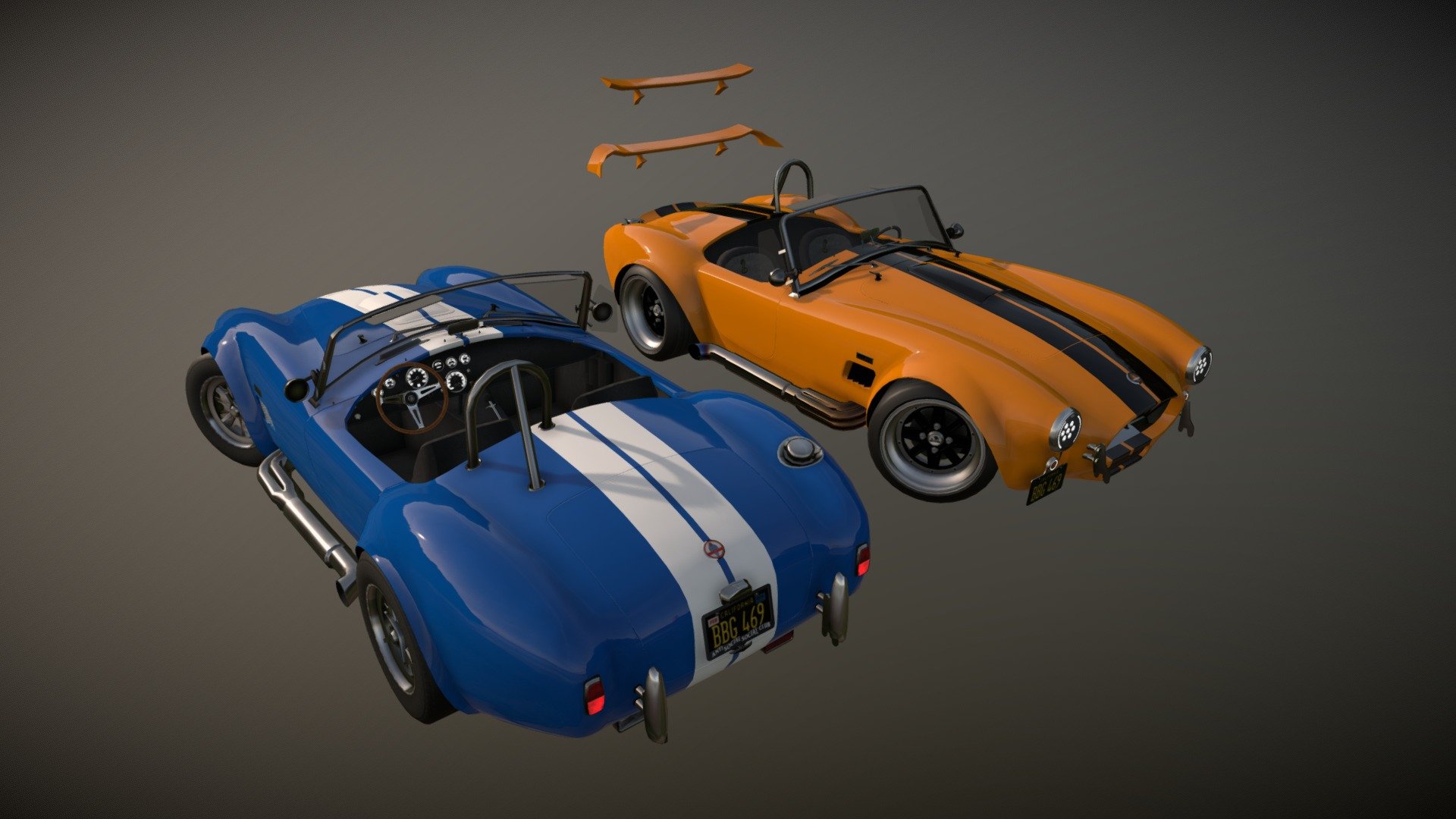 Ground-up body remodel of a 1965 Shelby Cobra 427. Two variants - Ford resto-mod, and stock. Fits Driver: San Francisco base model 3d model