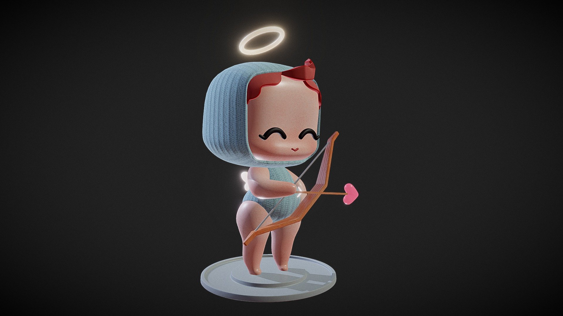 Cute chubby cupid considering posing with his bow (and considering his next target heheh) - Love - Cupid ^-^ - 3D model by janeremi 3d model