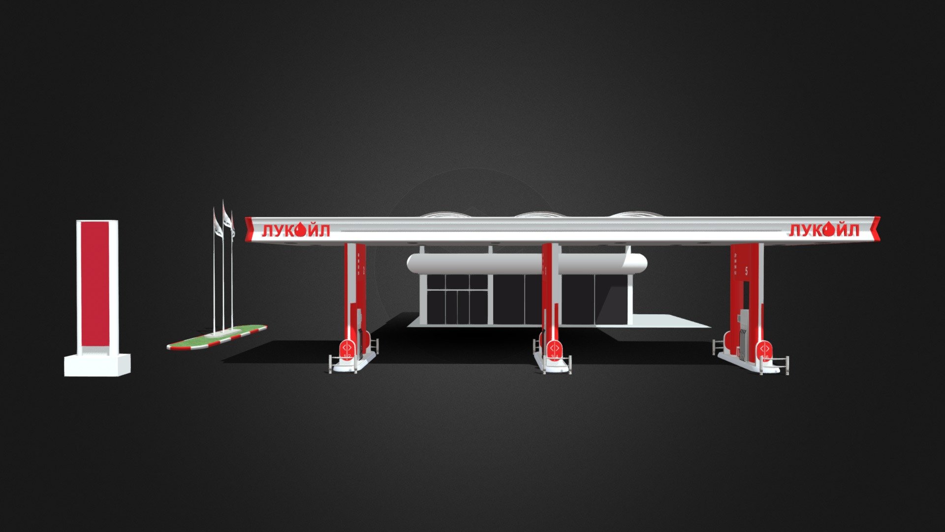 Gas Station 3d model - Gas Station - Buy Royalty Free 3D model by 3DDomino 3d model