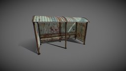 Old Bus Stop bench, unreal, realtime, bus, busstop, stop, game-asset, lowpolyart, benches, unity, gameasset