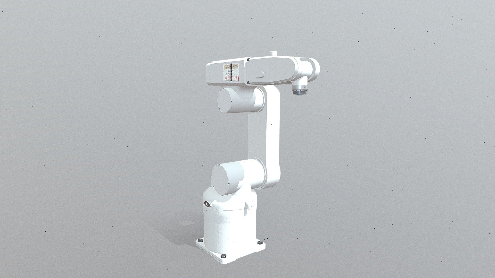 Large white industrial mechanized arm. It consists of 5 parts. Created in a minimalist style. Without a podium and all unnecessary details, only a robot in the file

1- lower level 2- engine 3- turning arm 4- top with electronics 5- swivel mechanism

There is UV mapping.PBR textures in 1K resolution. If you have personal wishes to change the model for your task, I will consider it with pleasure. Also, you can offer your price. Have a good day;) - Robotic arm Big - 3D model by Volodymyr (@prylutskyivolodymyr) 3d model