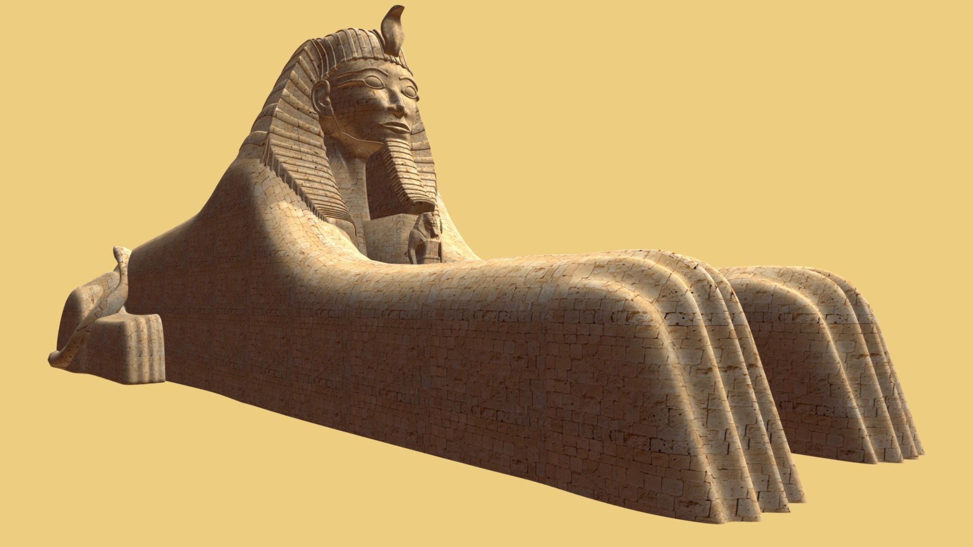 Modeled in 3ds max. Great Giza Sphinx of Egypt. Made with reference to Hatshepsut's sphinx 3d model