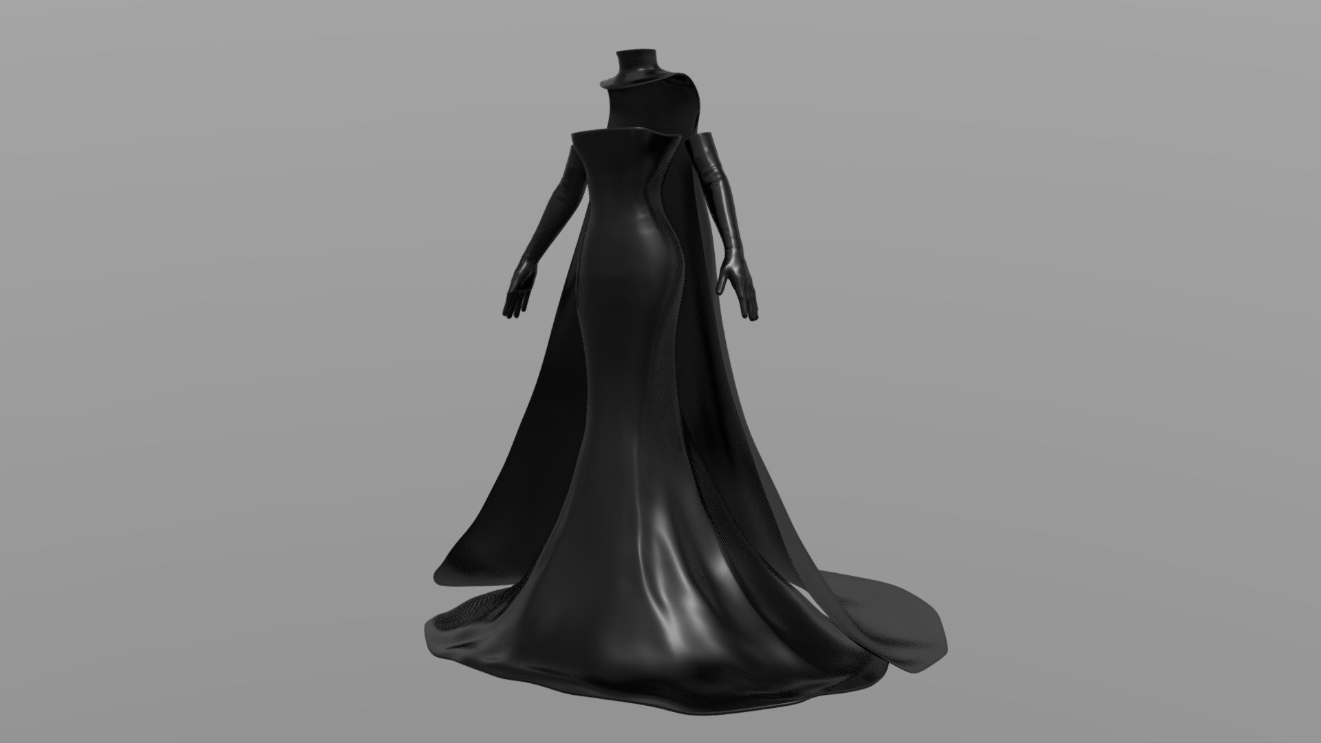 full outfit with dress, cape and gloves. FBX 3d model