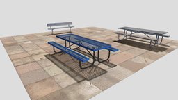 Park Bench & Table props (low poly) bench, assets, prop, table, tables, park, game-ready, benches, picnic-table, park_bench, game-ready-asset, low-poly, asset, lowpoly, low, poly, city-props, picnic-bench, park_table
