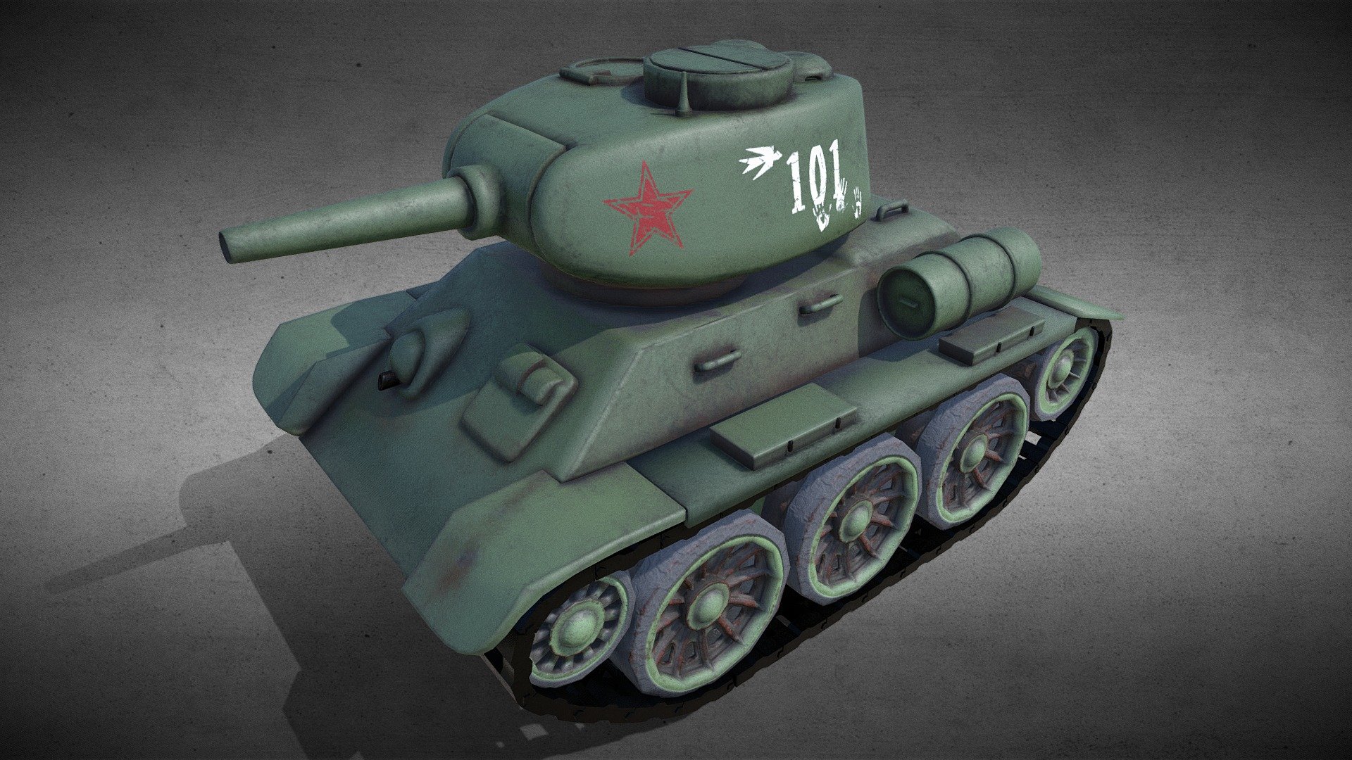 Mini T34-85 Russian Tank


Mini T34 model with 2k textures. Stylized to give it child toy look. Made with Blender 2.8 for game development and animation use. 

Model characteristics:
- quad based topology (few n-gons and tris)
- uv unwrapped ( non-overlaping)
- 2k textures PBR:
   Diffuse,Metalic,Roughness,BumpMap,NormalMap

Thanks for viewing. Likes, comments and requests welcome 3d model
