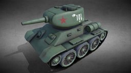 Mini T34 Tank chibi, toy, fun, cartoony, treads, russian, tank, armo, t34, childish, zsrr, low-poly, cartoon, blender, vehicle, military, stylized, concept, war