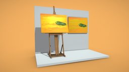Green Oasis green, painted, deco, easel, gallery, living-room, galerie, oasis, oil-painting, software-service-john-gmbh, low-poly, art, pbr, decoration, interior, dirk-john, green-oasis