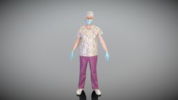 Male surgeon ready for surgery in A-pose 426 archviz, scanning, operation, surgical, people, pose, standing, doctor, hospital, science, scanned, uniform, mask, surgery, surgeon, gloves, apose, readyforanimation, readyforgame, character, photogrammetry, 3d, lowpoly, model, man, medical, male, sterile, ready-to-rig, scanpeople, coronavirus, uniform-clothing, covid-19
