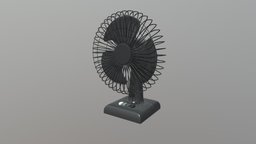 Household Table Fan Animation Example diffuse, frame, wind, uv, household, fan, prop, furniture, table, eevee, metallic, 3d-modeling, metalness, unwrapped, variation, asset, blender, texture, pbr, animation, cycles