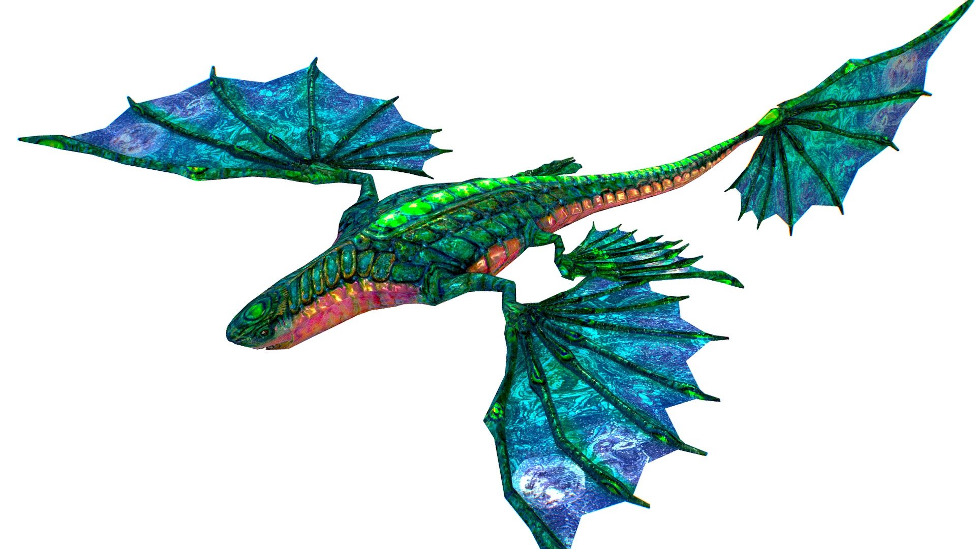 Low Poly model Flying Fantasy Green Dragon
2048x2048 TGA texture (color, normal, specular)

13 separated 3dsMax file animation: attack, death, escape_attack, idle, pre_attack, roll_left, roll_right, rotate_left, rotate_right, strafe_left, strafe_left_attack, strafe_right, taken_damage.

3dsMax file encluded
 - Low Poly model Flying Fantasy Green Dragon - Buy Royalty Free 3D model by Oleg Shuldiakov (@olegshuldiakov) 3d model