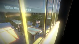 Japanese Classroom school, japan, classic, lightmap, low-poly, lowpoly, japanese