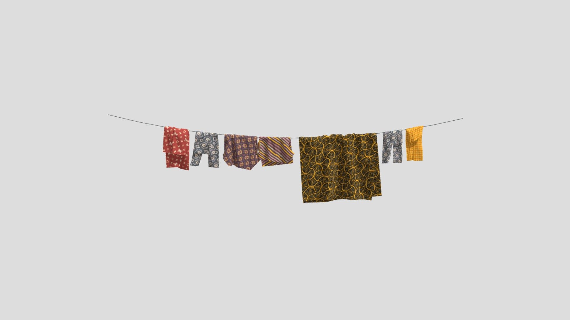 This is a clothesline made with SketchUp, which hangs a lot of clothes and sheets - Hang clothes on a clothesline - Buy Royalty Free 3D model by xinige (@l13261404616) 3d model