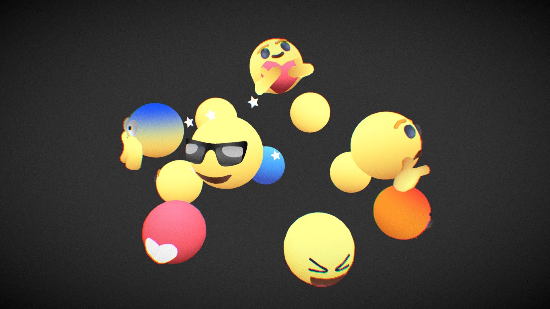 Animated Emojis package, 12 popular emoticons with loop animation, master control to move each Emoji individually, pre-set animations - Emojis - Buy Royalty Free 3D model by quetzal16 3d model