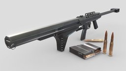 Barrett M82A2 Rifle rifle, games, shooter, barrett, game-ready, game-asset, bolt-action, bolt-action-rifle, barrett-m82, 50bmg, barret50cal, game, gameart, gameasset, war, gameready