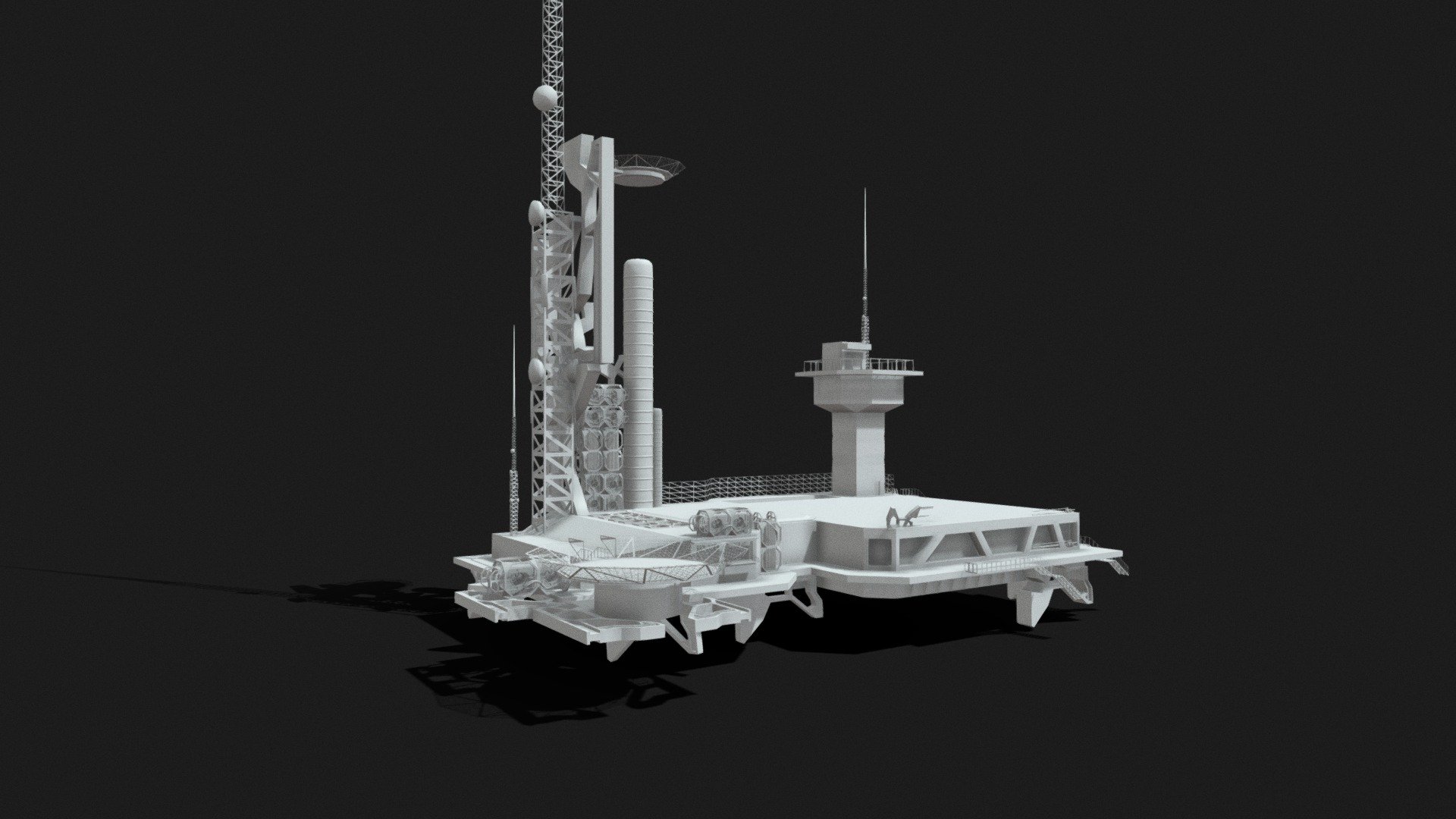 futuristic concept art spaceship launch pad, with different parts that can be reused as kitbash assets for other projects - futuristic spaceship launch pad - Buy Royalty Free 3D model by topchannel1on1 3d model