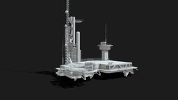 futuristic spaceship launch pad tower, deck, pad, launch, space-ship, scifi