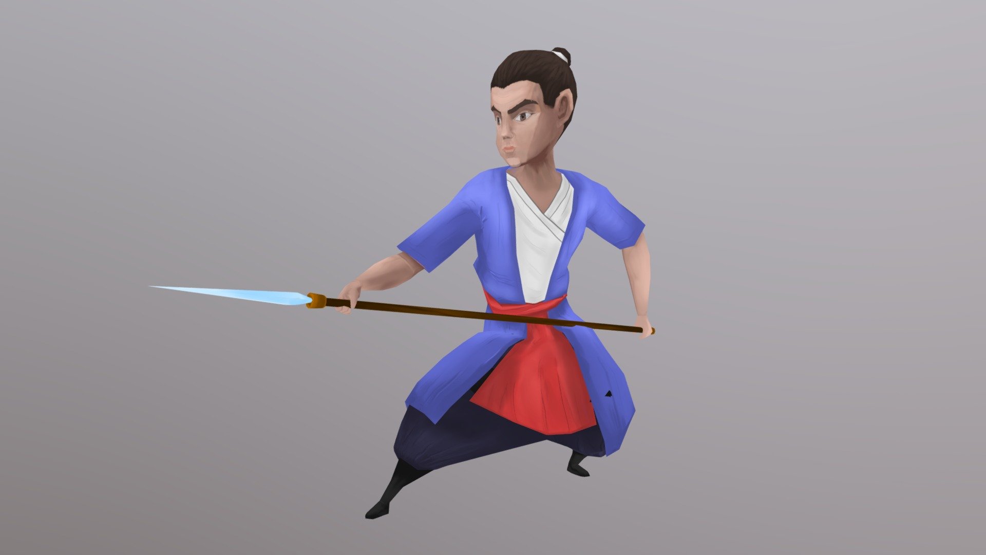 Ancient japan or china sperman.
Low poly model with hand painted textures in cartoon anime style 3d model