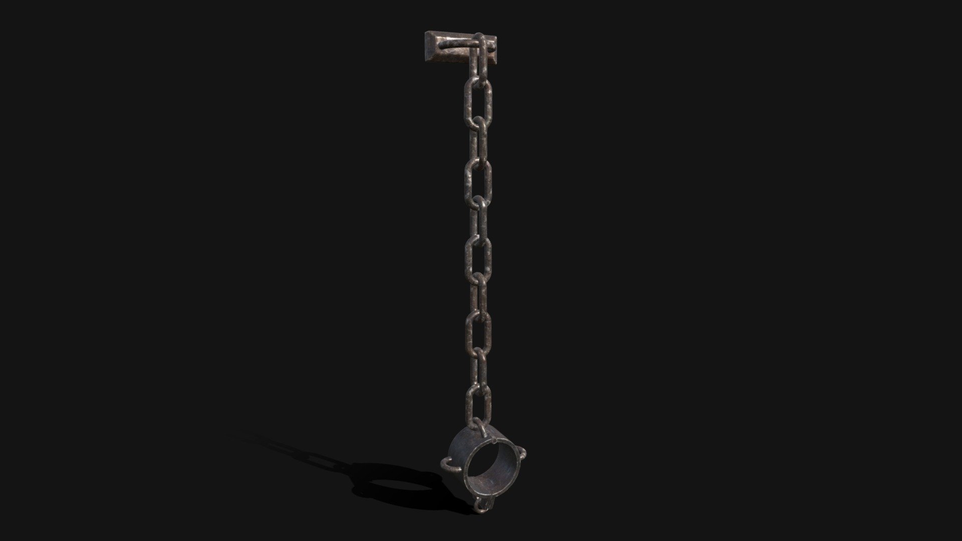 Medieval Cuff Shackles 3D Model. This model contains the Medieval Cuff Shackles itself 

All modeled in Maya, textured with Substance Painter.

The model was built to scale and is UV unwrapped properly. Contains a 4K texture set 

⦁   11384 tris. 

⦁   Contains: .FBX .OBJ and .DAE

⦁   Model has clean topology. No Ngons.

⦁   Built to scale

⦁   Unwrapped UV Map

⦁   4K Texture set

⦁   High quality details

⦁   Based on real life references

⦁   Renders done in Marmoset Toolbag

Polycount: 

Verts 5760

Edges 11520 

Faces 5761

Tris 11384

If you have any questions please feel free to ask me 3d model