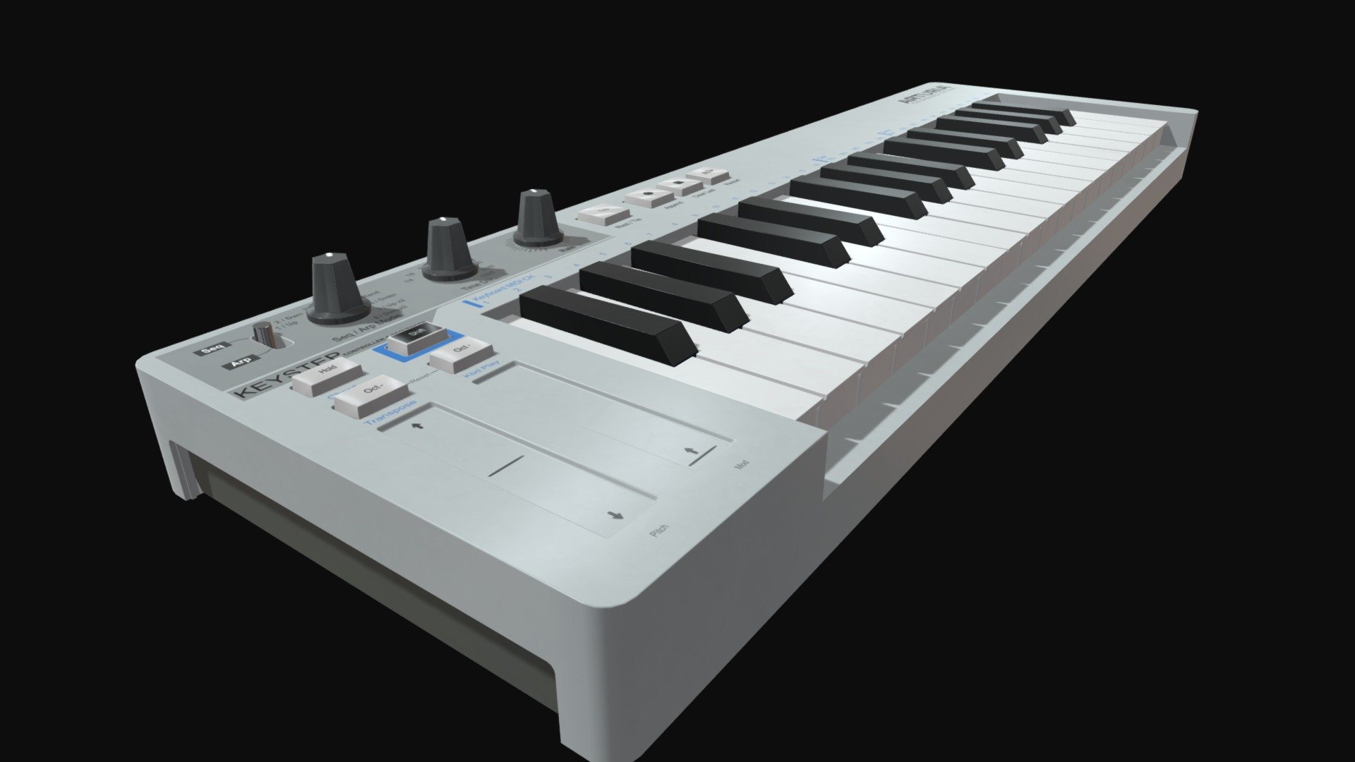 Arturia Keystep midi keyboard 3d model. created with blender and substance painter.4k pbr texture included 3d model