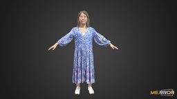 [Kyungeun] A-Pose 21 Game-ready body, topology, people, standing, asian, bodyscan, ar, posed, woman, game-ready, korean, one-piece, woman3d, character, low-poly, photogrammetry, lowpoly, scan, female, human, gameready, aposed, noai