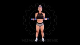 Female Scan body, anatomy, muscle, gym, bodyscan, engine, woman, dumbbells, realitycapture, character, photogrammetry, asset, model, female, human, person, noai, human-engine