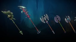 Stylized Fantasy Axes armor, rpg, axes, mmo, rts, fbx, moba, axe-weapon, axe-lowpoly, weapon, handpainted, lowpoly, axe, stylized, fantasy