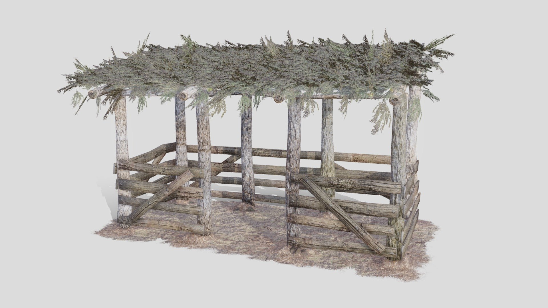 Check out my website for more products and better deals! &amp;gt;&amp;gt; SM5 by Heledahn &amp;lt;&amp;lt;


This is a digital 3d model of a small medieval style barn made of wood, with a leaf roof. The barn has a dirty floor, covered in straw and mud. 

This model is intended to be used as a accessory prop for a more detailed model, such as the Medieval House Collection, for example.

This product will achieve realistic results in your rendering projects, being greatly suited for close-ups due to their high quality topology and PBR shading 3d model