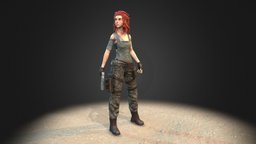 Sandkeeper Cassie (unarmored version) warrior, videogame, desert, sand, beyond, artstation, cassie, weapon, knife, character, game, blender, blender3d, human, gun