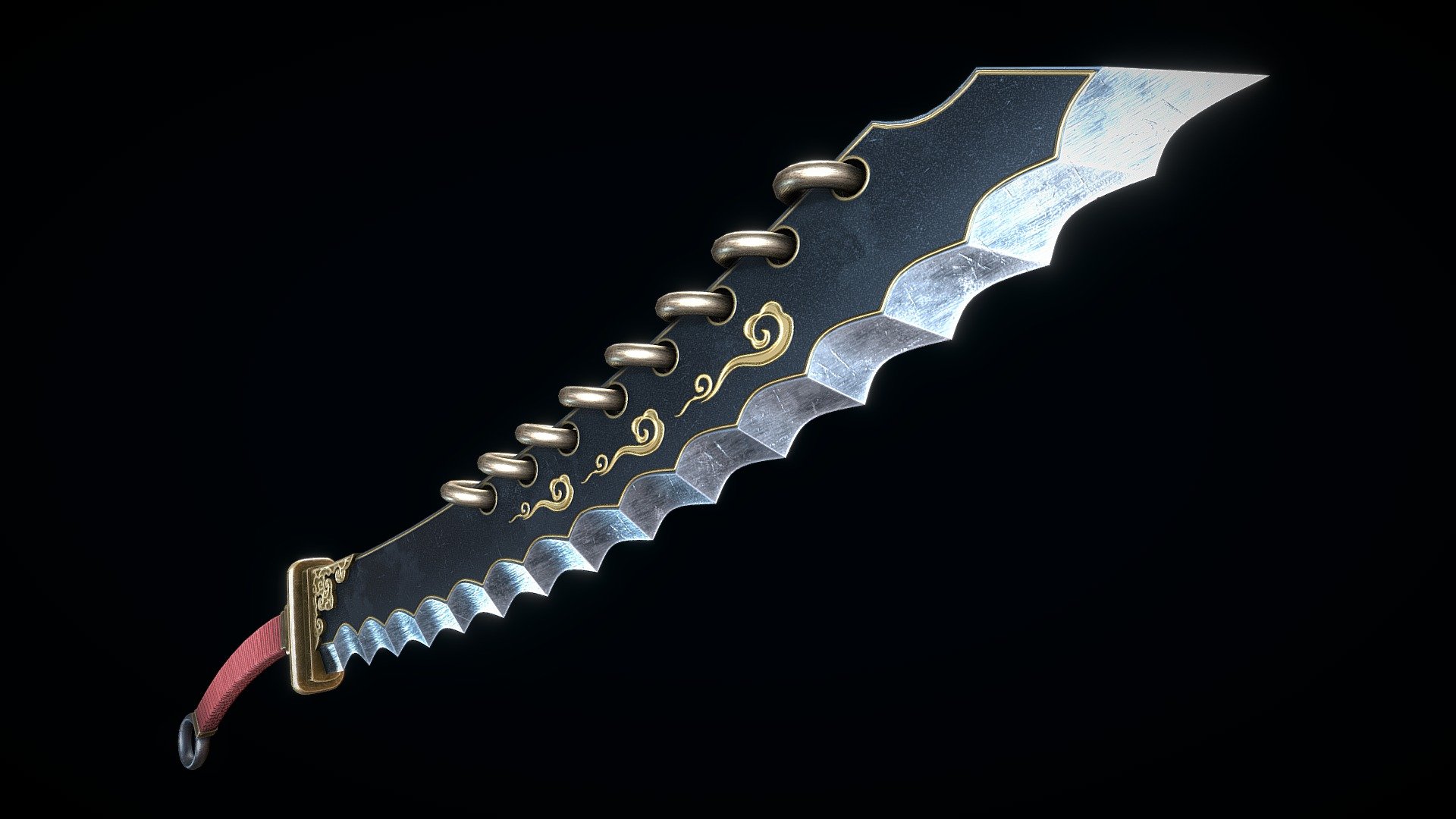 Low-poly 3D model of the Jagged Dao Sword doesn't contain any n-gons and has optimal topology. This model has 2K textures - Jagged Dao Sword - Buy Royalty Free 3D model by CGnewbie 3d model