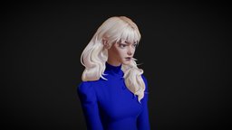 Stylized female character sculpt, elf, blonde, character, female