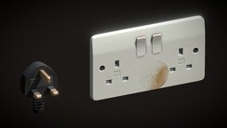UK Plug and Socket socket, uk, plug, substance, maya, pbr