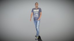 Man in casual walking 362 style, archviz, scanning, people, fashion, walking, vr, young, african, jeans, realistic, smiling, casual, t-shirt, realism, ukraine, peoplescan, photoscan, realitycapture, photogrammetry, pbr, lowpoly, scan, man, human, male, highpoly, scanpeople, standwithukraine