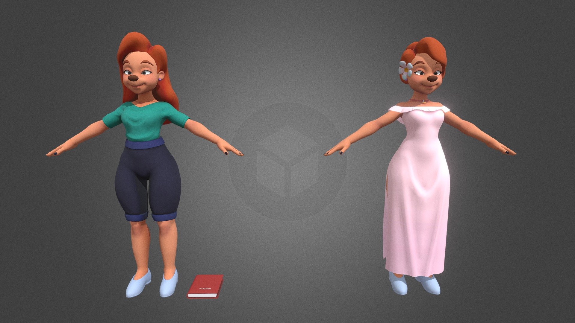 Two cloths version of Roxanne in T-pose, is not rigged, model and textured - Roxanne sellpack - Buy Royalty Free 3D model by firoh 3d model