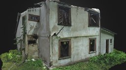 Collapsed Countryside Building abandoned, soviet, wasteland, rubble, ussr, destroyed, derelict, burned, collapsed, photoscan, photogrammetry, 3d, scan
