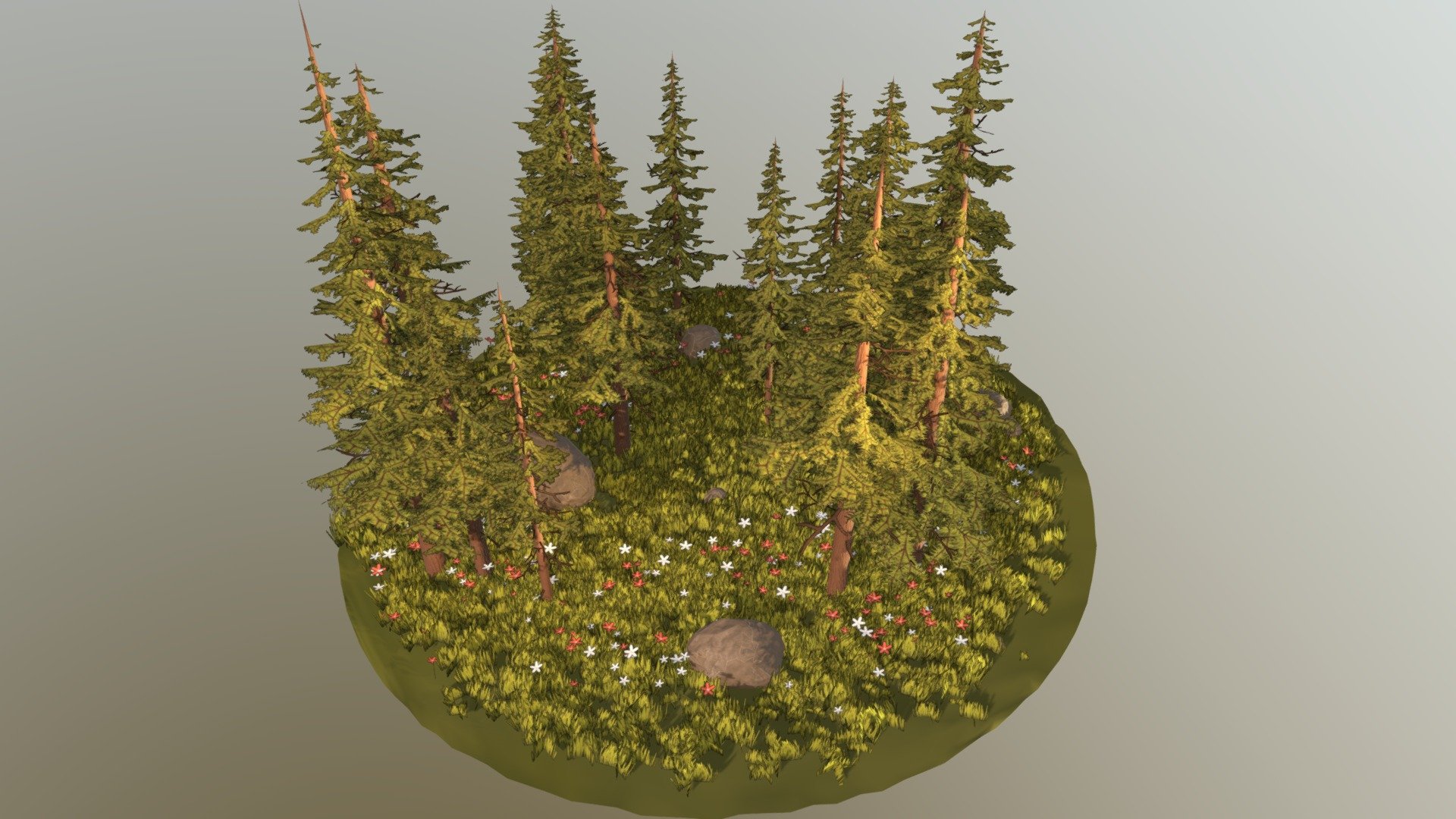 With 20 unique assets you can easily build and populate beautiful stylized environments for your game. This pack contains everything you need to make a beautiful stylized forest scene: trees,flowers, grass, rocks. It’s readily available to import in Unity3D and Ue4. The example scene through included in the package.





Package contains:

8 Pine Trees (Verts 1700, Faces 1000)

5 Rocks Verts (500, Faces 980)

4 Flowers, 4 Grass (Verts 18, Faces 8)

pbr textures 2048x2048 png Winter, Summer - Seasonal Pine Trees And Rocks Pack - 3D model by Crazy_8 (@korboleevd) 3d model