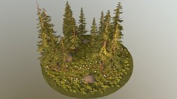 Seasonal Pine Trees And Rocks Pack trees, tree, landscape, forest, grass, flower, winter, assets, pine, rocks, flowers, pack, summer, nature, game-asset, pine-tree, low-poly, blender, pbr, rock, environment